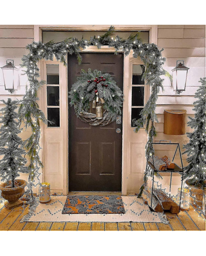 Couronnes de Noël de ferme pour porte d’entrée, couronnes de rotin de 14 pouces pour décorer Noël, 2021 Cloches [...]
