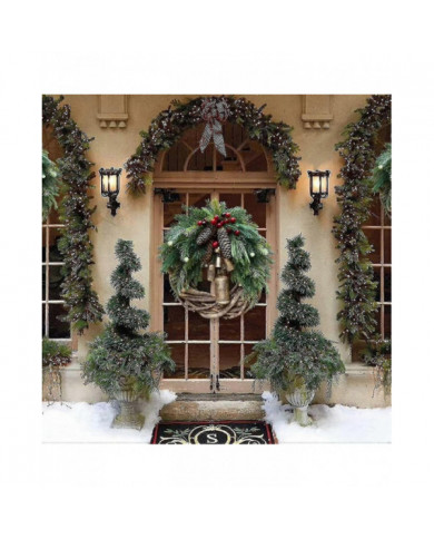 Couronnes de Noël de ferme pour porte d’entrée, couronnes de rotin de 14 pouces pour décorer Noël, 2021 Cloches [...]