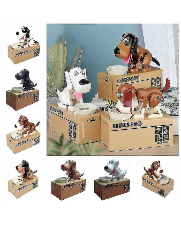 Money Box Bank Piggy Mechanical Choken Coin Saving Hungry Eating Dog Robotic, 100% New