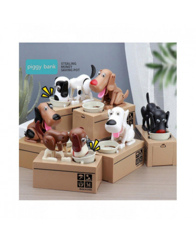 Money Box Bank Piggy Mechanical Choken Coin Saving Hungry Eating Dog Robotic, 100% New