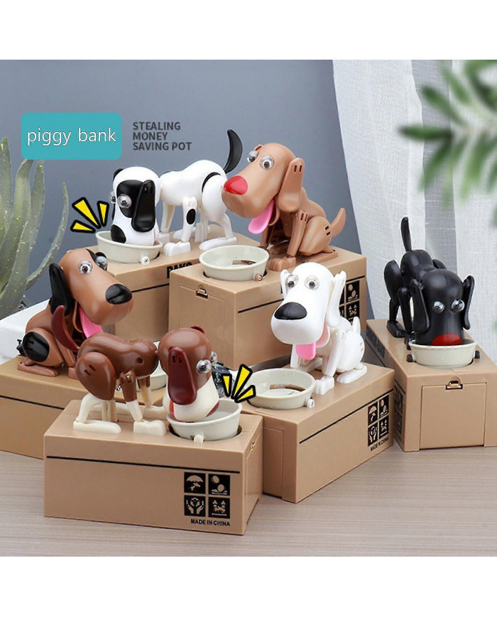Money Box Bank Piggy Mechanical Choken Coin Saving Hungry Eating Dog Robotic, 100% New