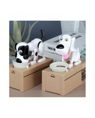 Money Box Bank Piggy Mechanical Choken Coin Saving Hungry Eating Dog Robotic, 100% New