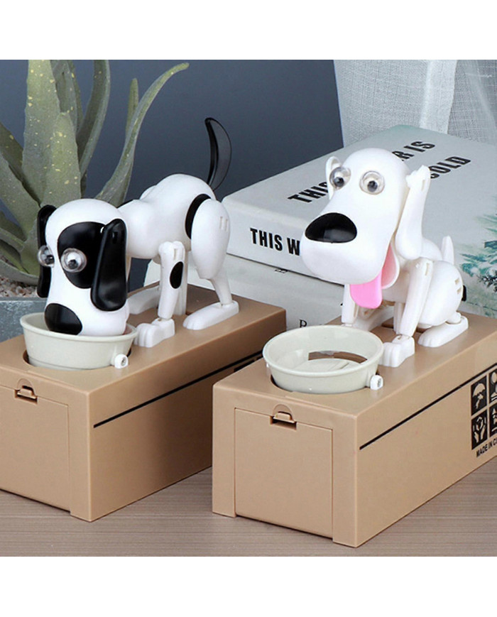 Money Box Bank Piggy Mechanical Choken Coin Saving Hungry Eating Dog Robotic, 100% New