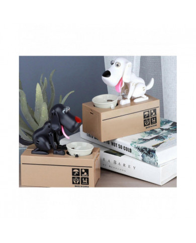 Money Box Bank Piggy Mechanical Choken Coin Saving Hungry Eating Dog Robotic, 100% New