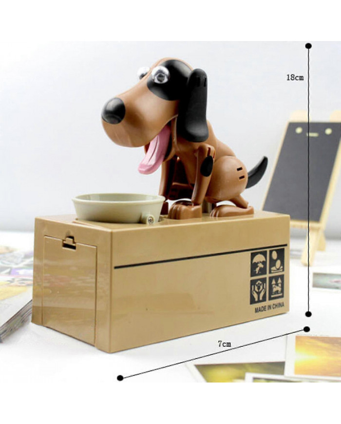 Money Box Bank Piggy Mechanical Choken Coin Saving Hungry Eating Dog Robotic, 100% New