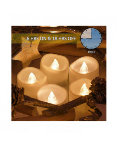 12 Pack de bougies de lumière de thé LED avec minuterie Bougies scintillantes électriques Sans flamme Automatique [...]