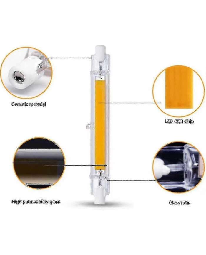 R7s Ampoule LED 118mm 30w Dimmable, Blanc chaud 3000k 3000lm, Linéaire Remplacer J118 300w Lampe halogéne, 360 [...]