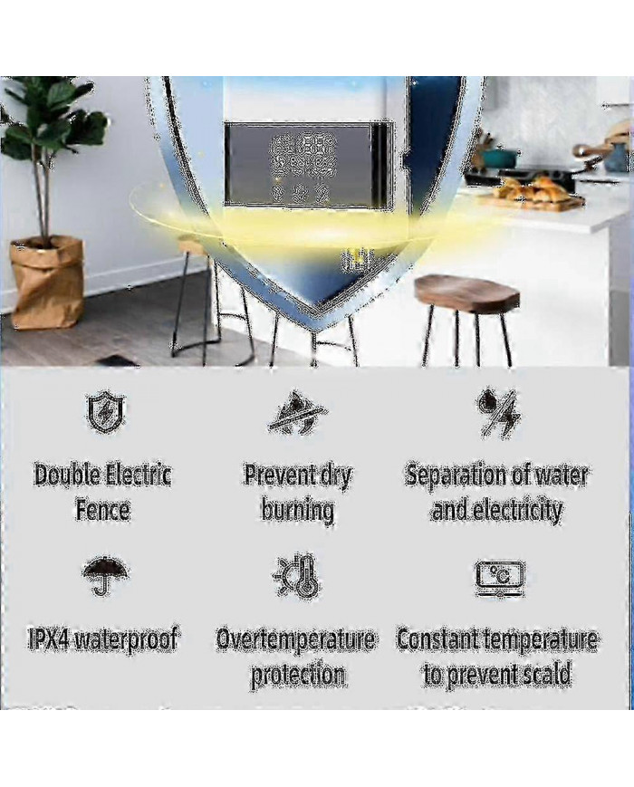 2024 Chauffe-eau instantané 3000W Chauffe-eau électrique sans réservoir mural avec affichage LED de la température