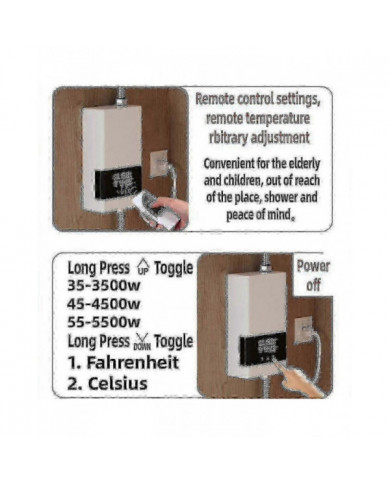 2024 Chauffe-eau instantané 3000W Chauffe-eau électrique sans réservoir mural avec affichage LED de la température