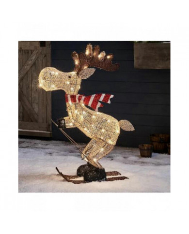 Figure de Noël en plein air a mené l’ornement de décoration de jardin d’orignal de ski 30cm