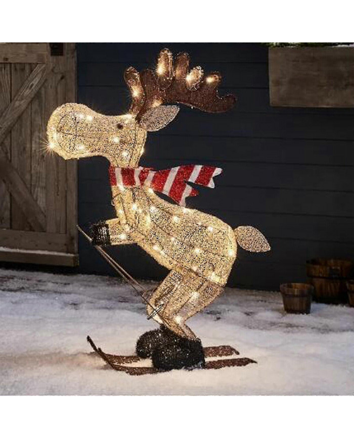 Figure de Noël en plein air a mené l’ornement de décoration de jardin d’orignal de ski 30cm