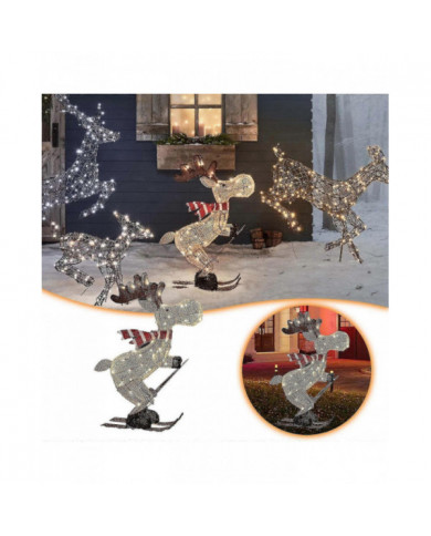 Figure de Noël en plein air a mené l’ornement de décoration de jardin d’orignal de ski 30cm
