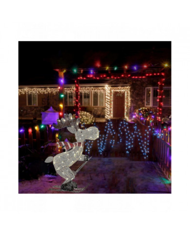 Figure de Noël en plein air a mené l’ornement de décoration de jardin d’orignal de ski 30cm