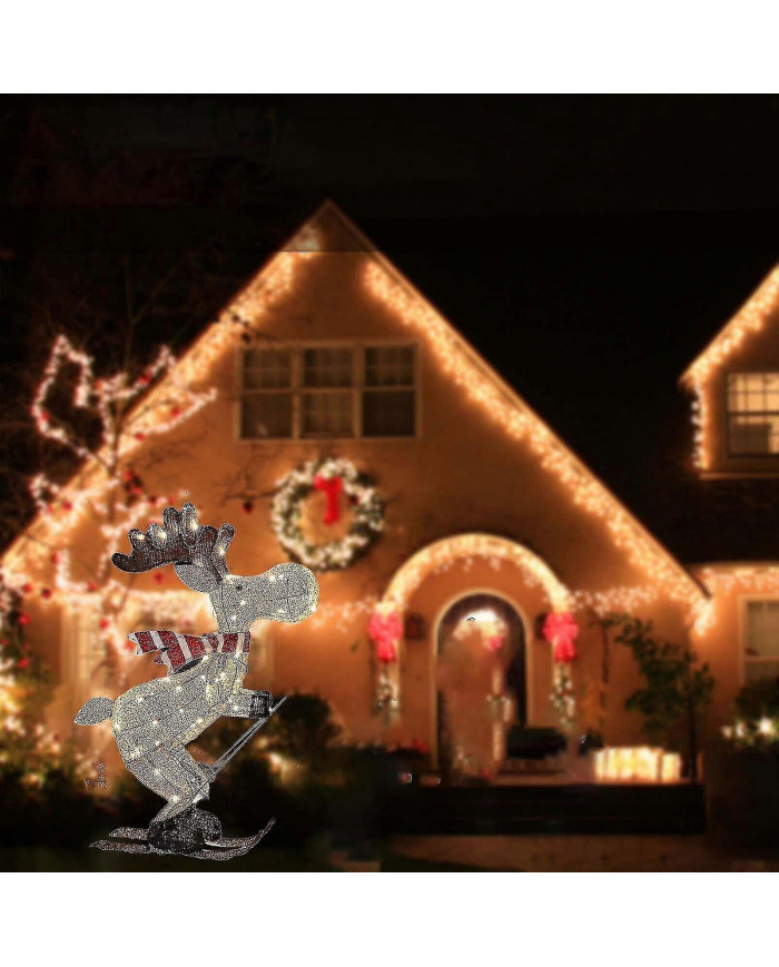 Figure de Noël en plein air a mené l’ornement de décoration de jardin d’orignal de ski 30cm