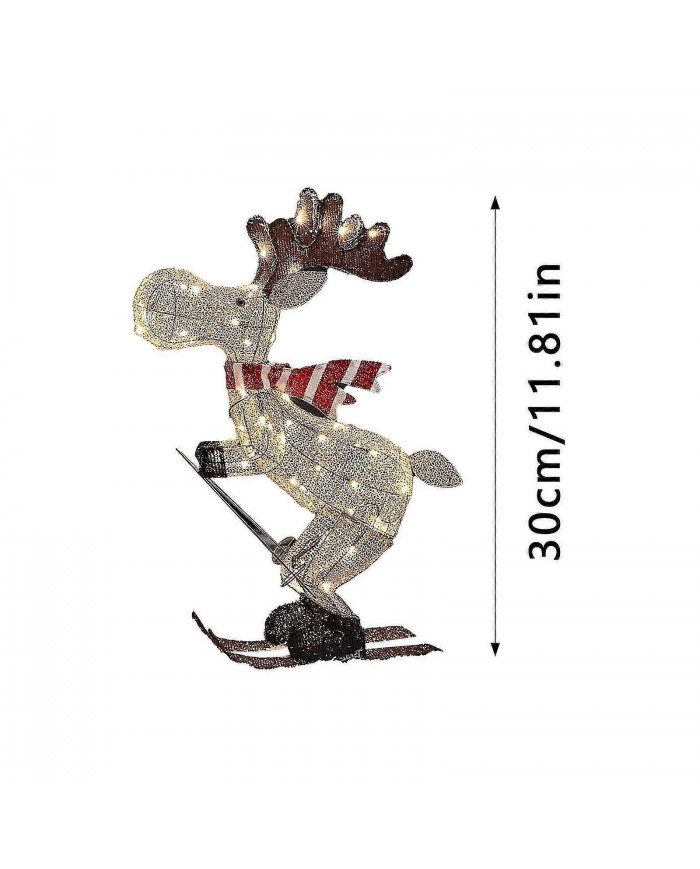 Figure de Noël en plein air a mené l’ornement de décoration de jardin d’orignal de ski 30cm