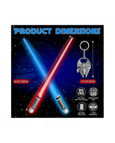 Baguettes de sabre laser s’allument baguettes lumineuses pour Star Wars cadeaux ensemble thème fête plaisir [2 paires
