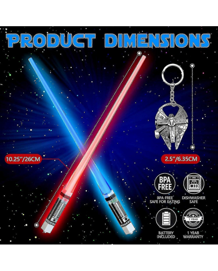 Baguettes de sabre laser s’allument baguettes lumineuses pour Star Wars cadeaux ensemble thème fête plaisir [2 paires