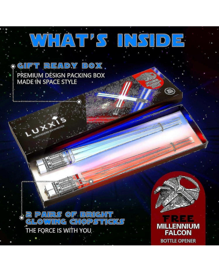 Baguettes de sabre laser s’allument baguettes lumineuses pour Star Wars cadeaux ensemble thème fête plaisir [2 paires