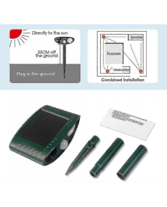 Répulsif à ultrasons pour cerfs - Pack de 2 - Alimenté à l’énergie solaire - Débarrassez-vous des cerfs en 48 heures