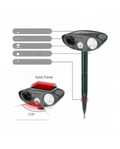 Répulsif à ultrasons pour cerfs - Pack de 2 - Alimenté à l’énergie solaire - Débarrassez-vous des cerfs en 48 heures