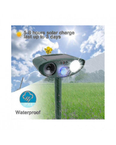 Répulsif à ultrasons pour cerfs - Pack de 2 - Alimenté à l’énergie solaire - Débarrassez-vous des cerfs en 48 heures