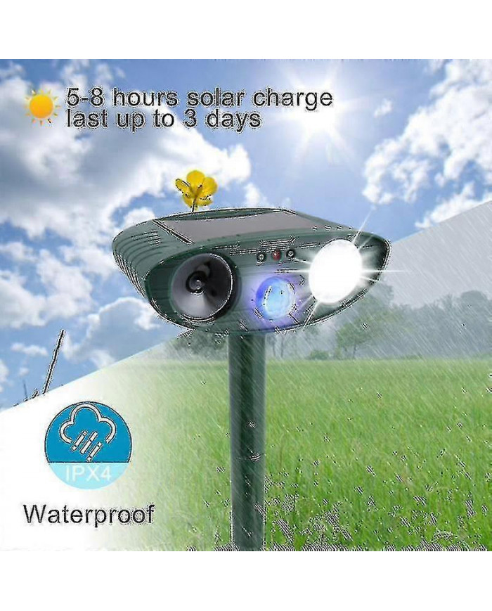 Répulsif à ultrasons pour cerfs - Pack de 2 - Alimenté à l’énergie solaire - Débarrassez-vous des cerfs en 48 heures