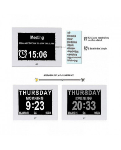 Horloge de démence Horloge Alzheimer Grande horloge de calendrier numérique pour les personnes âgées, horloge avec [...]