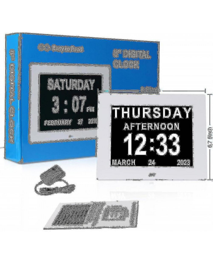 Horloge de démence Horloge Alzheimer Grande horloge de calendrier numérique pour les personnes âgées, horloge avec [...]