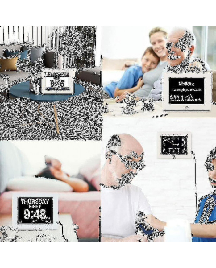 Horloge de démence Horloge Alzheimer Grande horloge de calendrier numérique pour les personnes âgées, horloge avec [...]