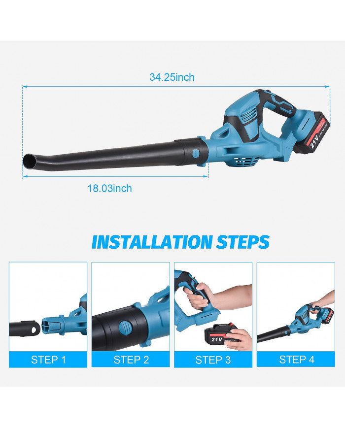 Souffleur de feuilles sans fil 21V Souffleur de feuilles alimenté par batterie pour l’entretien de la pelouse avec [...]