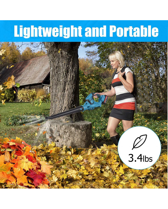 Souffleur de feuilles sans fil 21V Souffleur de feuilles alimenté par batterie pour l’entretien de la pelouse avec [...]