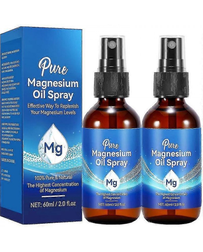 2pcs spray d’huile de magnésium, spray d’huile de magnésium pur, spray d’huile de magnésium naturel 100% pur