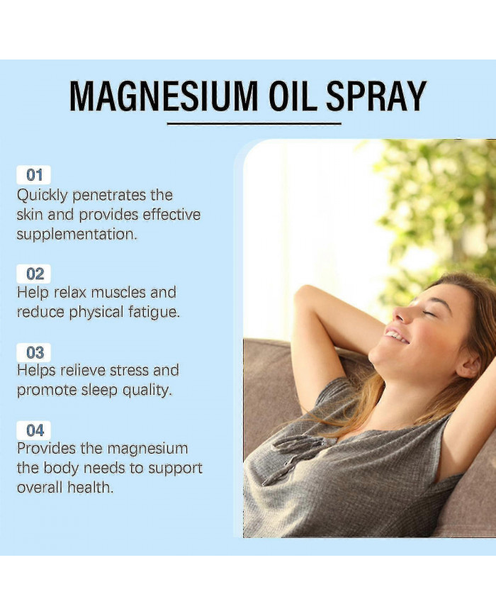 2pcs spray d’huile de magnésium, spray d’huile de magnésium pur, spray d’huile de magnésium naturel 100% pur