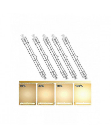 5 Pack R7s 118mm 300w 230v, r7s Ampoule linéaire halogène, lampe halogène dimmable pour la construction Wo