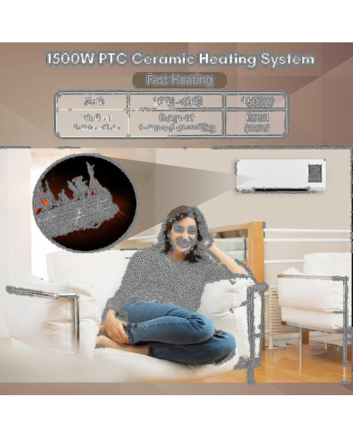 Chauffage portable et climatiseur Combo Bureau mural 2en1 Radiateur électrique Climatiseur pour le chauffage et la [...]