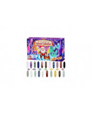 Calendrier de l’Avent 2024 Cadeaux 24 jours Cristaux Pierres Kit avec cristal Collier Porte Loupe Sac de rangement