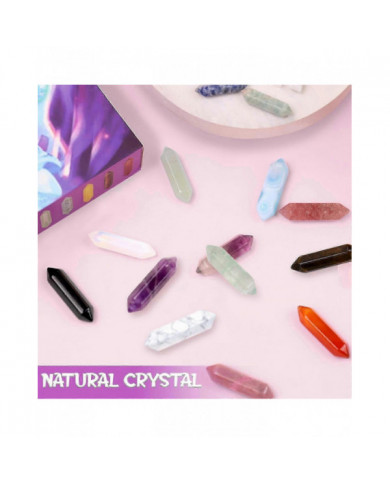 Calendrier de l’Avent 2024 Cadeaux 24 jours Cristaux Pierres Kit avec cristal Collier Porte Loupe Sac de rangement