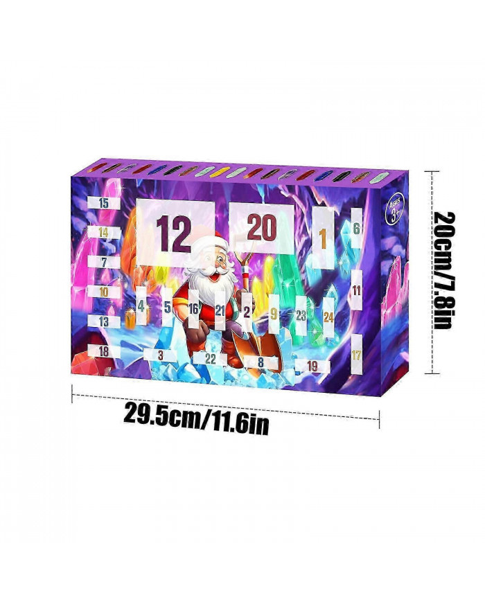 Calendrier de l’Avent 2024 Cadeaux 24 jours Cristaux Pierres Kit avec cristal Collier Porte Loupe Sac de rangement