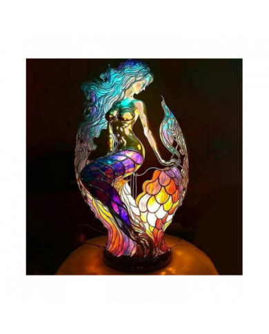 2024 Lampe de Table Animal Chaud Vitrail Vitrail Veilleuse Rétro Lampes De Bureau Cadeau De Noël