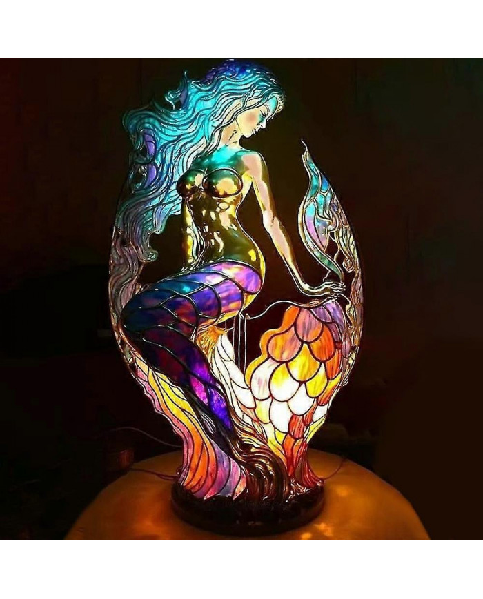 2024 Lampe de Table Animal Chaud Vitrail Vitrail Veilleuse Rétro Lampes De Bureau Cadeau De Noël