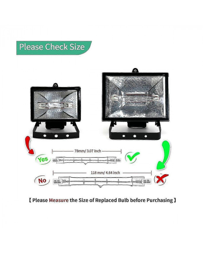 5 Pack R7s 118mm 300w 230v, r7s Ampoule linéaire halogène, lampe halogène dimmable pour la construction Wo