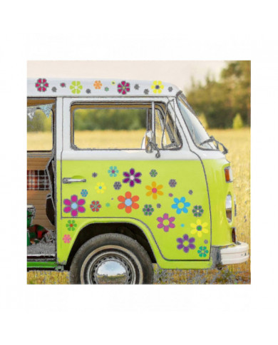 96 Pièces Voiture Fleurs Autocollants 60's Hippie Thème Party Stickers Multicolore Daisy Stickers Vinyle Retro [...]