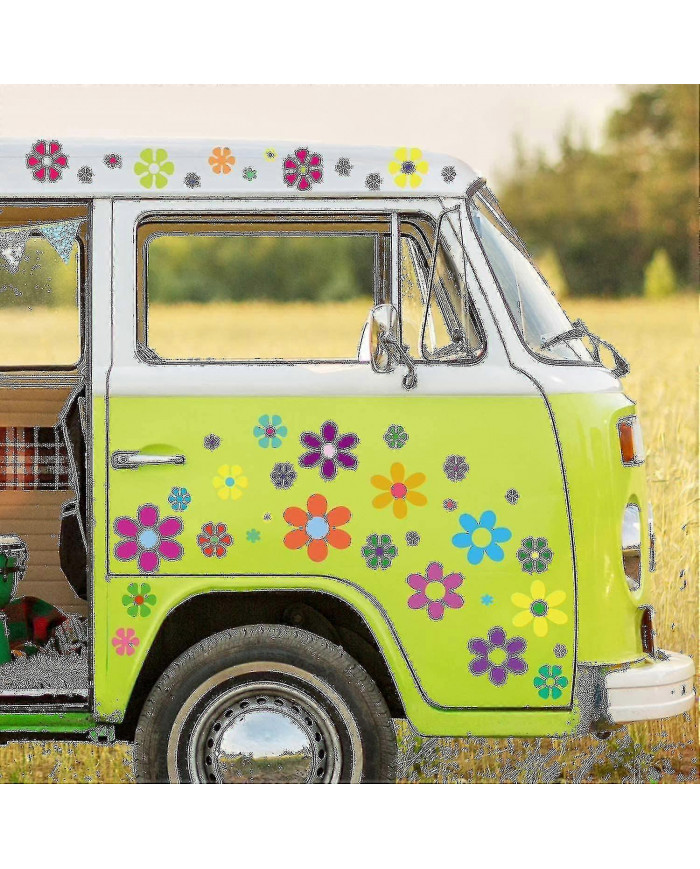 96 Pièces Voiture Fleurs Autocollants 60's Hippie Thème Party Stickers Multicolore Daisy Stickers Vinyle Retro [...]