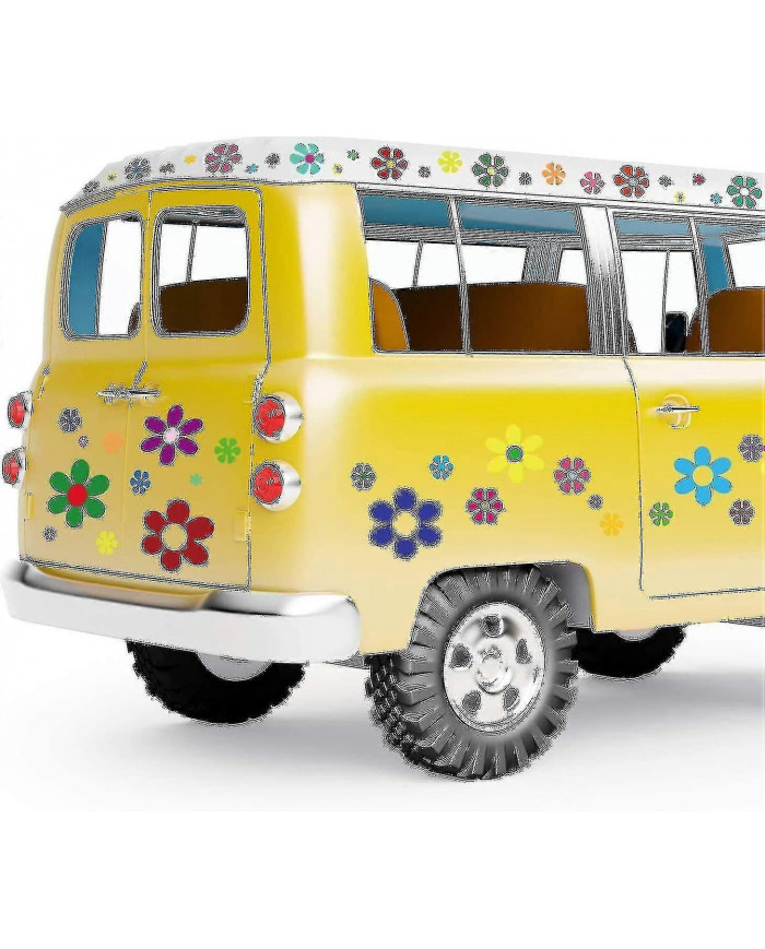 96 Pièces Voiture Fleurs Autocollants 60's Hippie Thème Party Stickers Multicolore Daisy Stickers Vinyle Retro [...]