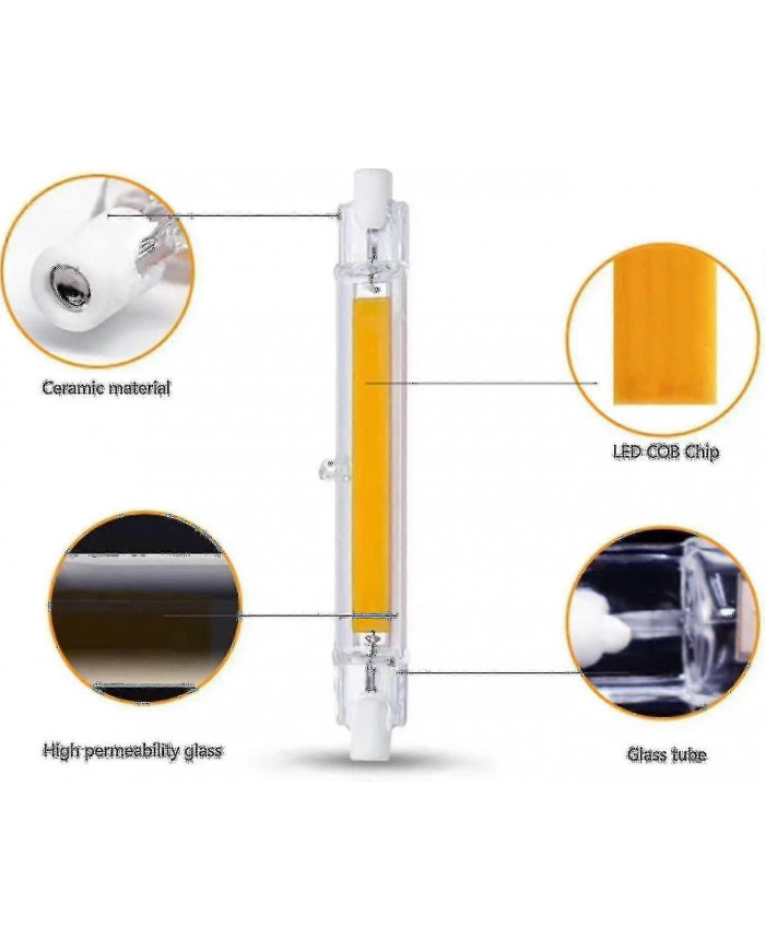 R7s Ampoule LED 118mm 30W Dimmable, Blanc chaud 3000k 3000LM, Linéaire Remplacer J118 300W Lampe Halogéne, 360 A