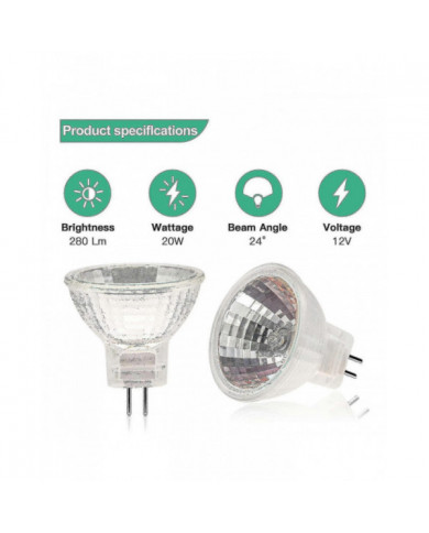 Ampoules halogènes Mr11 (paquet de 12), lampe halogène Gu4 12v 20w, couvercle en verre d’ampoule à intensité [...]