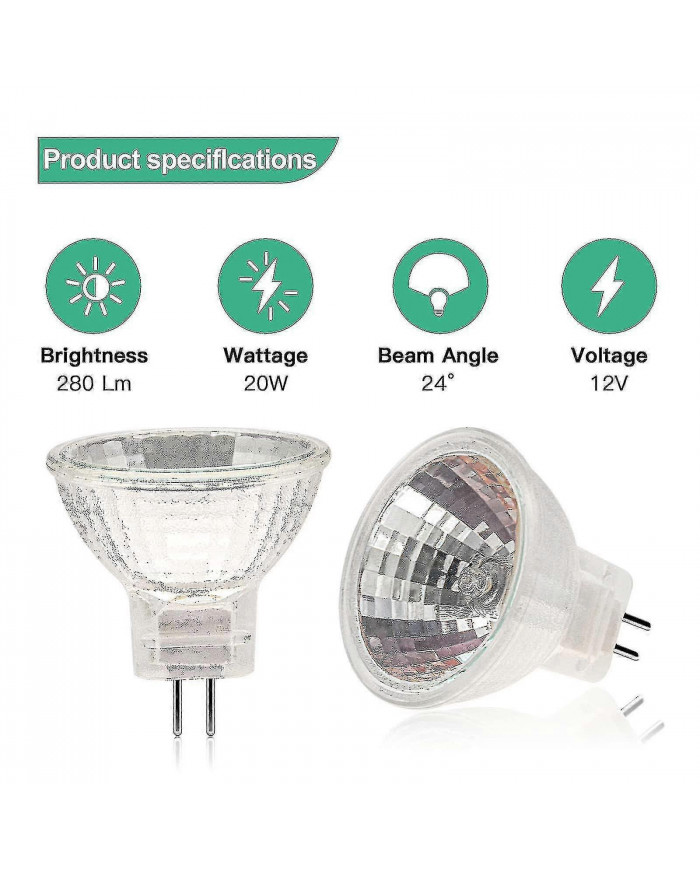 Ampoules halogènes Mr11 (paquet de 12), lampe halogène Gu4 12v 20w, couvercle en verre d’ampoule à intensité [...]