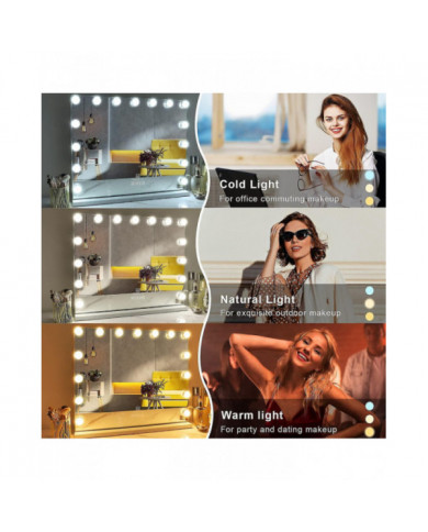 Bebetter Hollywood Mirror Usb Makeup Lights Éclairé 10 Ampoules 3 Modes d’éclairage Table Murale Cosm Uniquement Y [...]