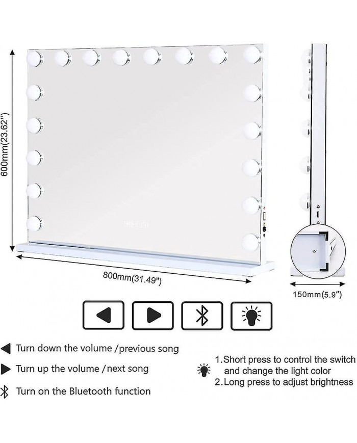 Bebetter Hollywood Mirror Usb Makeup Lights Éclairé 10 Ampoules 3 Modes d’éclairage Table Murale Cosm Uniquement Y [...]