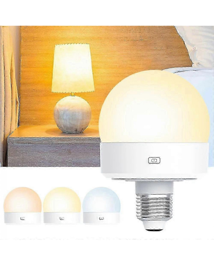 2pcs E27 Ampoule rechargeable 3 températures de couleur lampe de table avec minuterie à distance